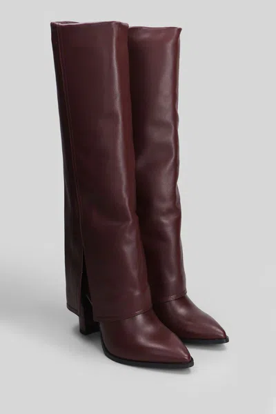 Gisel Moire Teddy High Heels Boots In Multi