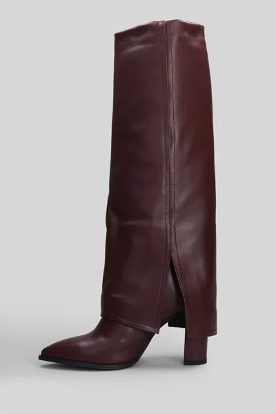 Gisel Moire Teddy High Heels Boots In Multi