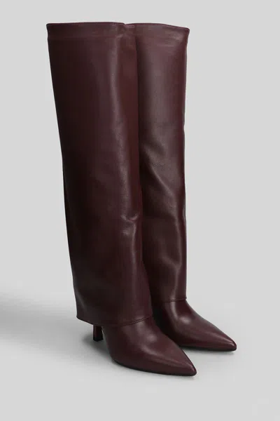 Gisel Moire Emily Low Heels Boots In Brown