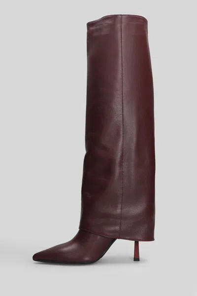 Gisel Moire Emily Low Heels Boots In Brown