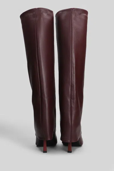 Gisel Moire Emily Low Heels Boots In Brown