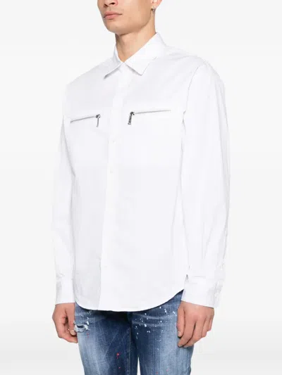 Dsquared2 Zip-pocket Shirt In White