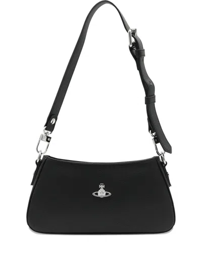 Vivienne Westwood Tasha Shoulder Phone Bag Faux Leather Black-3d-orb