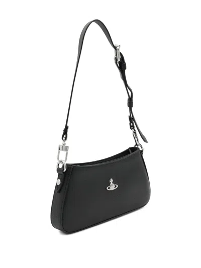 Vivienne Westwood Tasha Shoulder Phone Bag Faux Leather Black-3d-orb