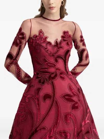Gemy Maalouf Embroidered Gown In Red