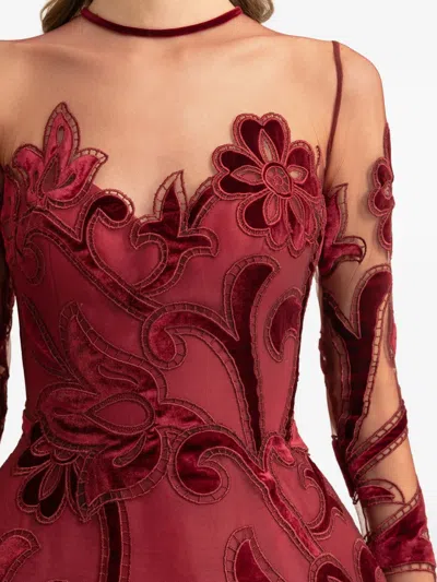 Gemy Maalouf Embroidered Gown In Red