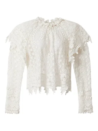 Isabel Marant Hyliana Knit Cotton Lace Top In White