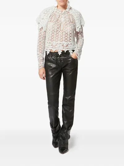 Isabel Marant Hyliana Knit Cotton Lace Top In White