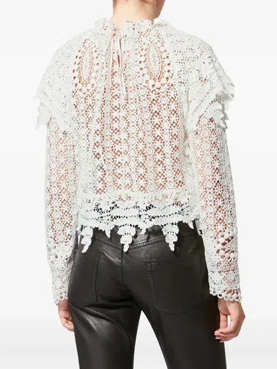 Isabel Marant Hyliana Knit Cotton Lace Top In White