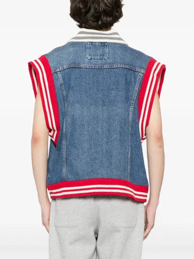 Romeo Hunte Varsity Denim Vest In Blue