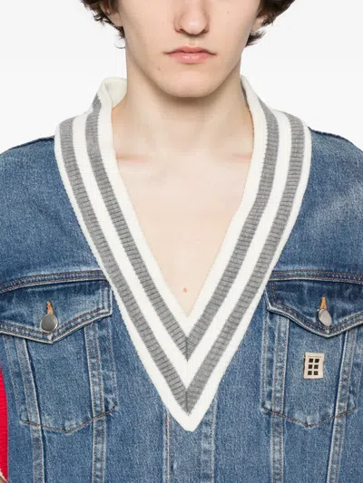 Romeo Hunte Varsity Denim Vest In Blue