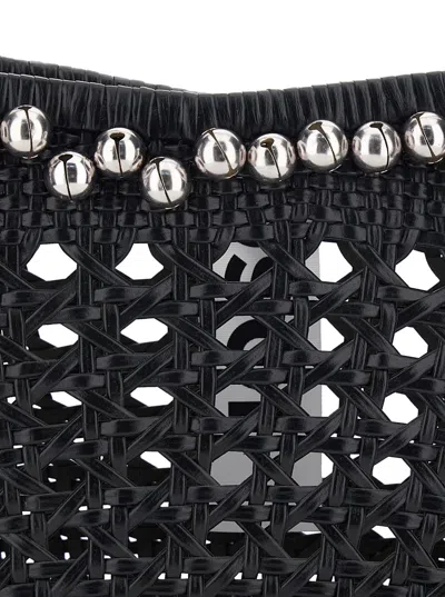 Osoi Lip Woven Bead-embellished Shoulder Bag In Black