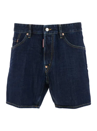 Dsquared2 Bro Buttoned Denim Shorts In Blue