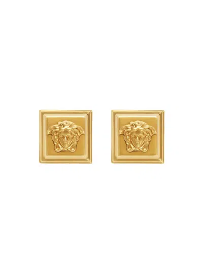 Versace Medusa Square Earrings In Gold