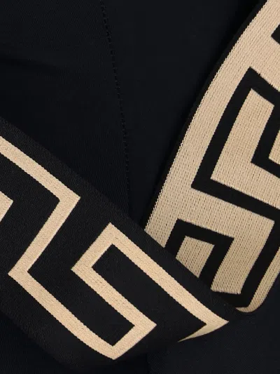 Versace One Piece Swimsuit With Greek Border In Black