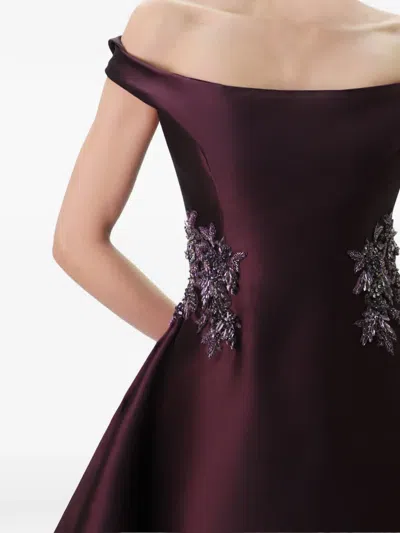 Gemy Maalouf Off-shoulder Beaded Gown In Brown