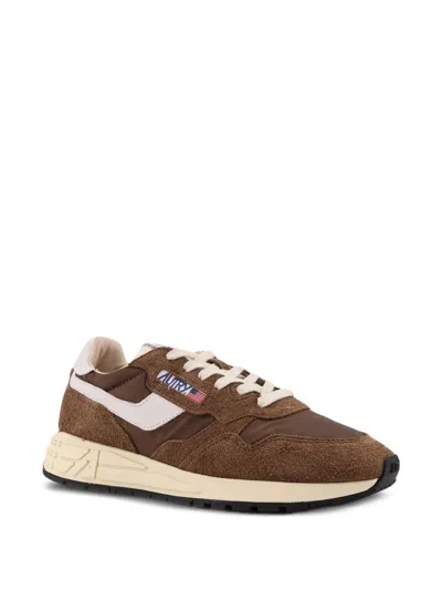 Autry Brown Leather Sneakers With Timeless Design In Brown