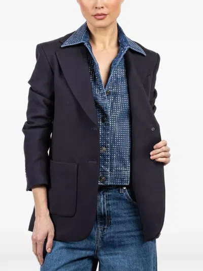 Veronica Beard Buttoned Embellished Tie In Blue