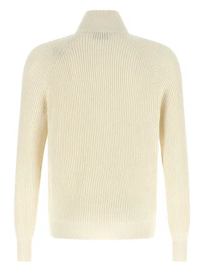 Brunello Cucinelli Zip Cardigan Sweaters And Cardigans White In Yellow