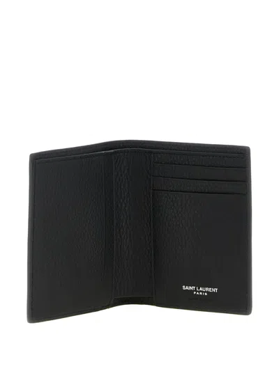Saint Laurent Mini Cassandre Card Holder In Black