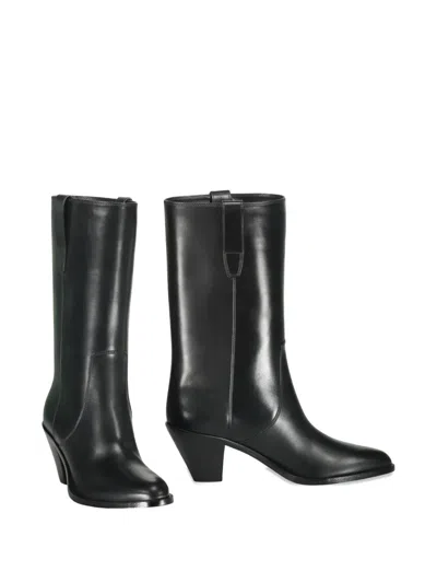 Francesco Russo Tapered-heel Leather Boots In Black