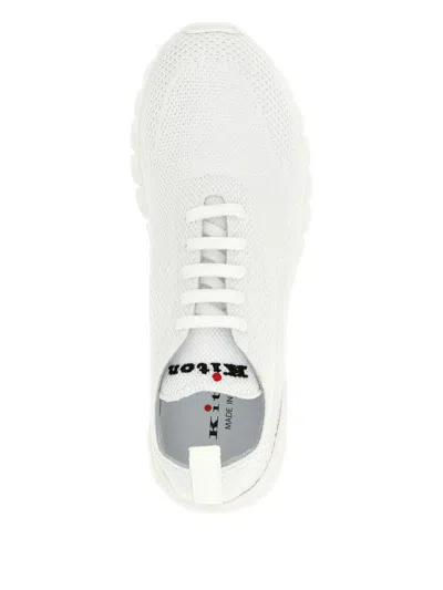 Kiton Knit Upper Sneakers Featuring Pull Tab In White