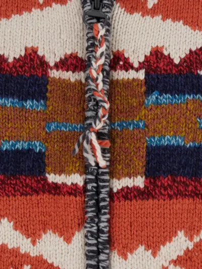 Frantic Multicolor Cardigan With Front Zip Closure And All-over Geometric Motif In Neutral