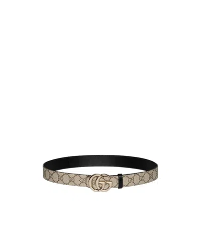 Gucci Reversible Gg Marmont Belt In Black