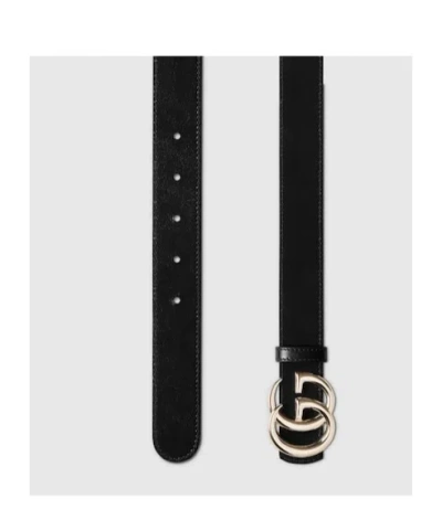 Gucci Reversible Gg Marmont Belt In Black