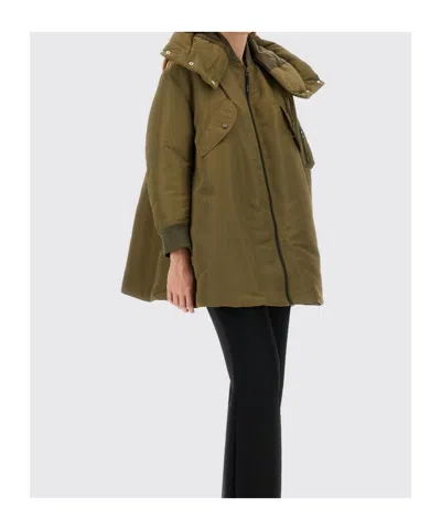 Aspesi Drawstring Hooded Padded Coat In Green