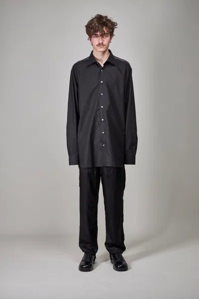 Raf Simons Classic Shirt With Net Insert, Black Dark Grey In Black