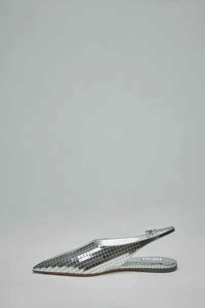 Alaïa Le Cœur Flats In Silver
