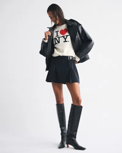 Abercrombie & Fitch The A&f Madeline Nyc Crew Sweater In White