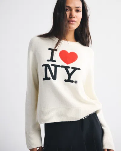 Abercrombie & Fitch The A&f Madeline Nyc Crew Sweater In White