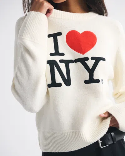 Abercrombie & Fitch The A&f Madeline Nyc Crew Sweater In White