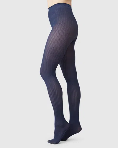 Swedish Stockings Alma Rib Tights In Blue