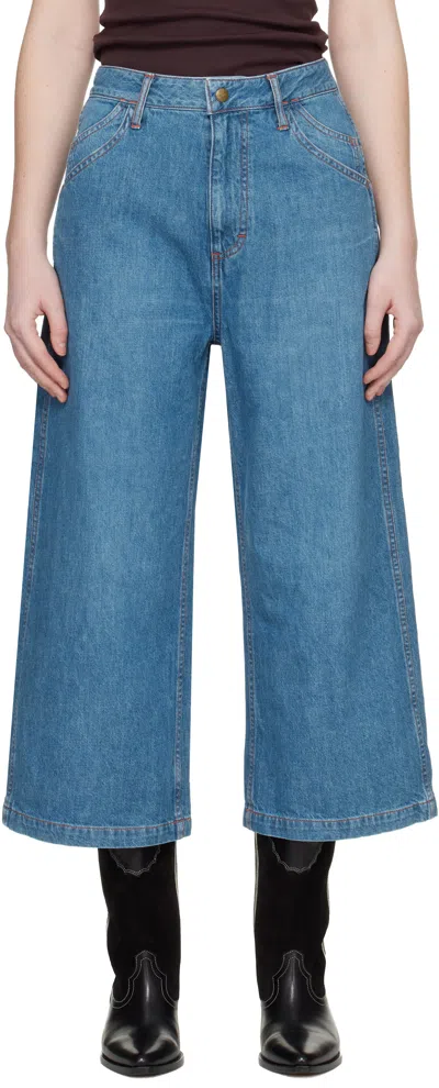 Needles Blue Cropped Buggy Jeans In Blue