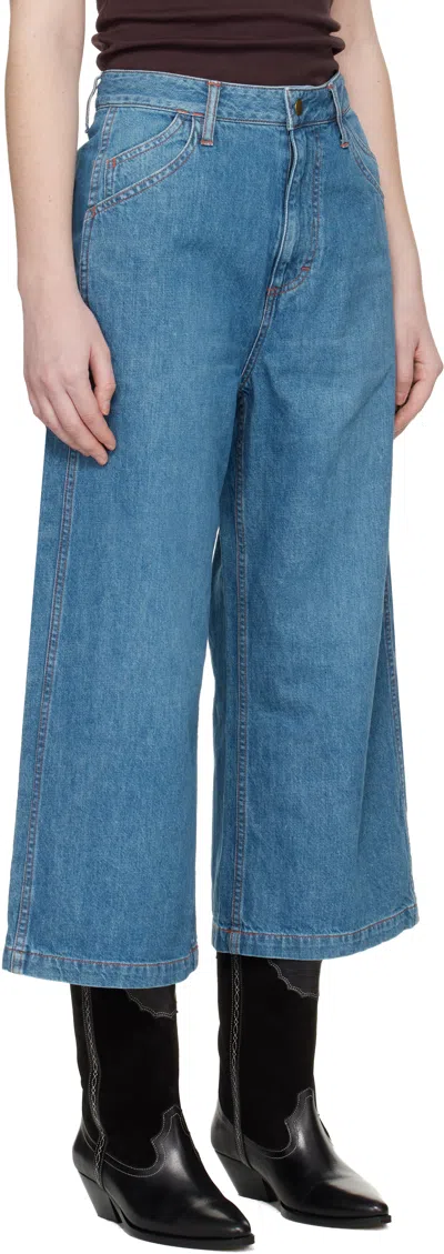 Needles Blue Cropped Buggy Jeans In Blue