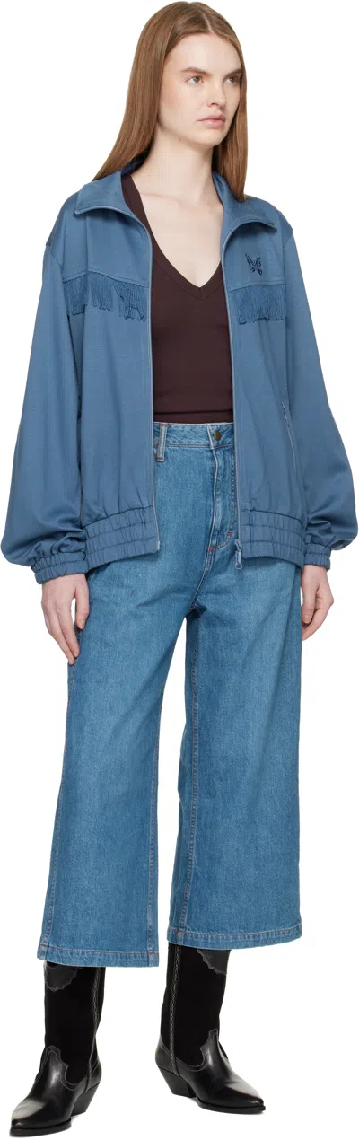 Needles Blue Cropped Buggy Jeans In Blue