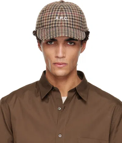Apc Houndstooth-pattern Baseball Cap In Gray
