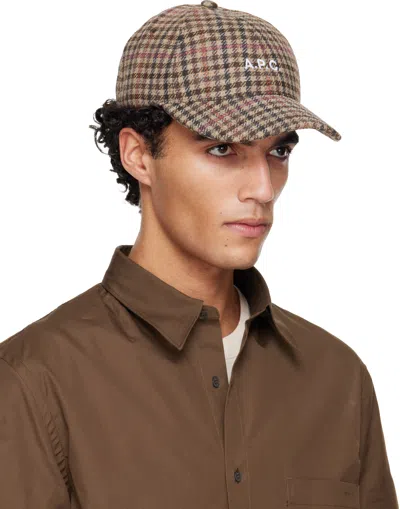 Apc Houndstooth-pattern Baseball Cap In Gray