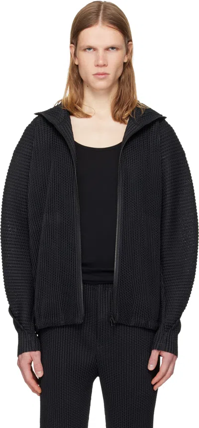 Issey Miyake Black Wickerwork Mesh Jacket In Black