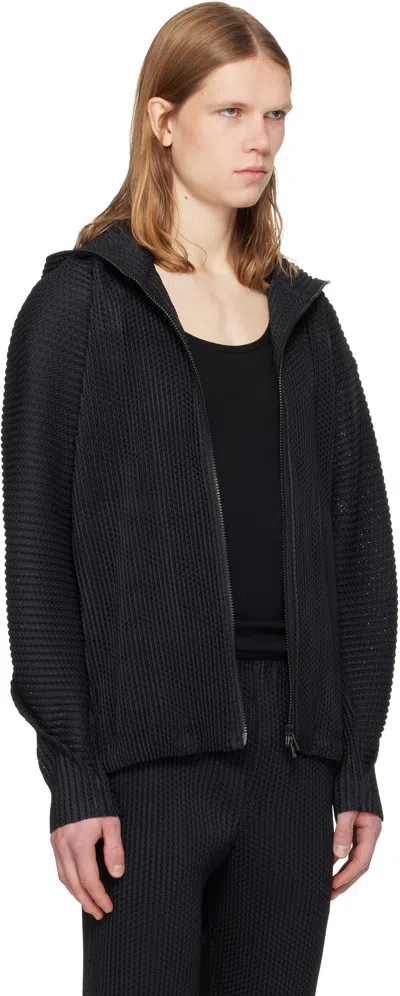 Issey Miyake Black Wickerwork Mesh Jacket In Black