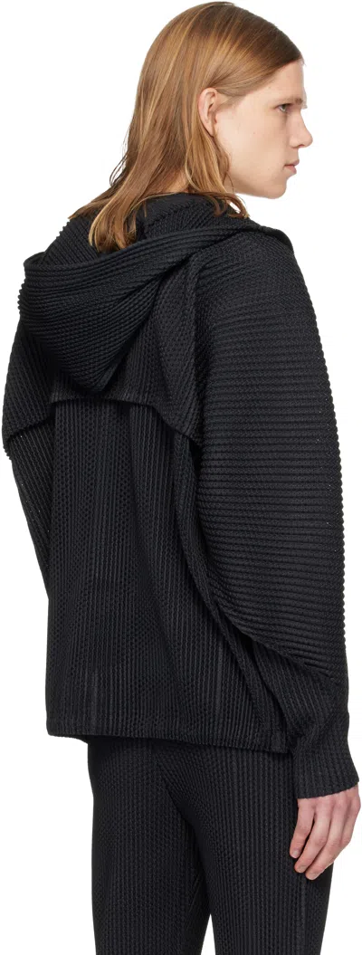 Issey Miyake Black Wickerwork Mesh Jacket In Black