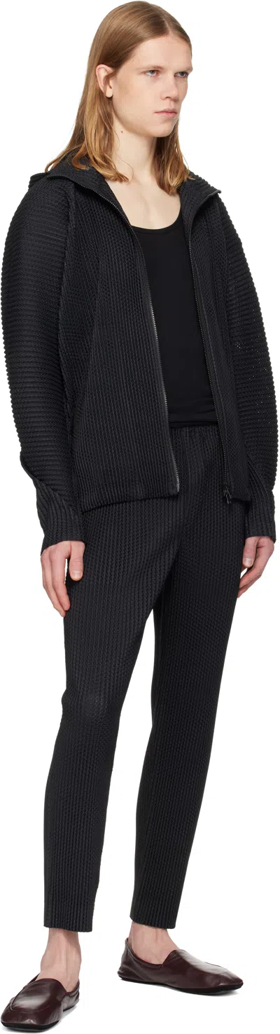 Issey Miyake Black Wickerwork Mesh Jacket In Black