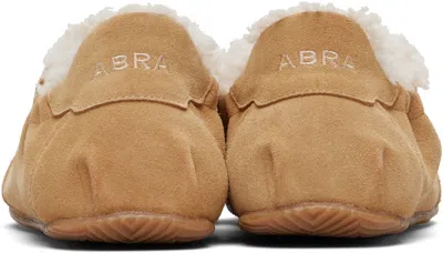 Abra Tan Shearling Ballerina Sneakers In Brown