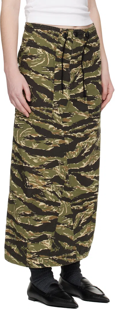 Needles Multicolor String Fatigue Midi Skirt In Black