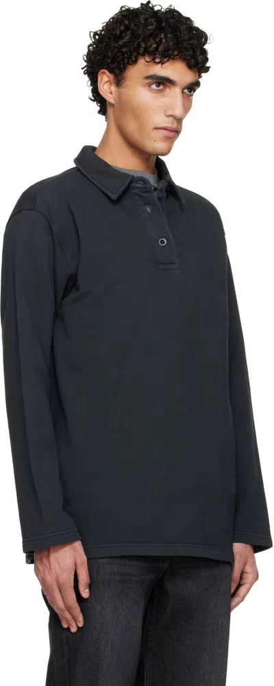 Apc Black Long-sleeve Polo In Black