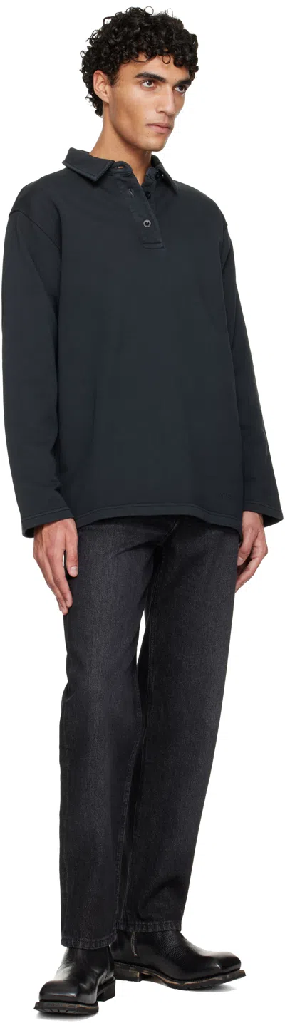 Apc Black Long-sleeve Polo In Black
