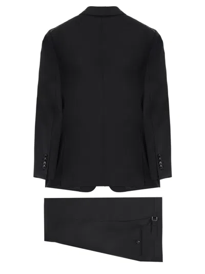 Tom Ford Shelton Overcheck Tailored Two Piece Suit In Black